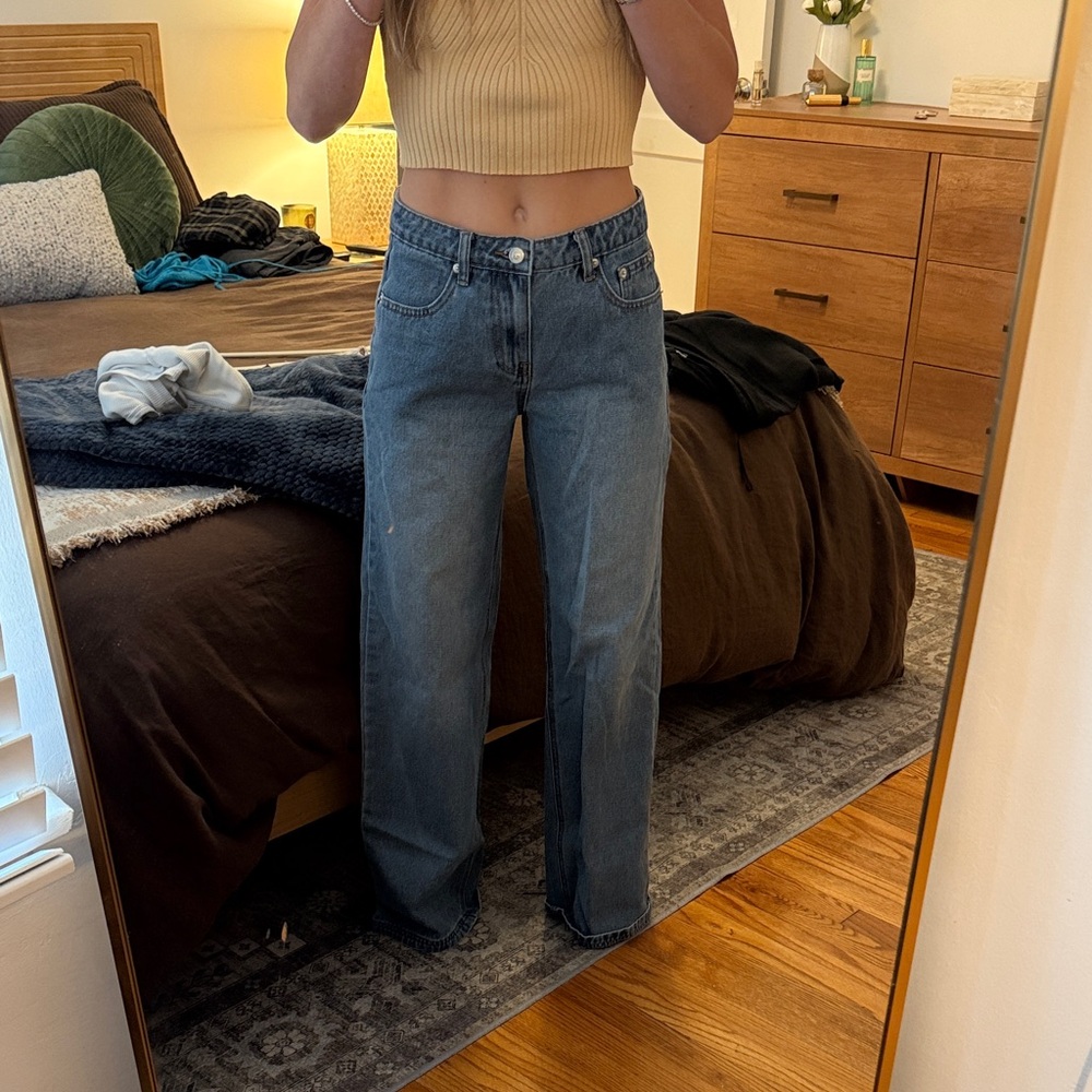High-Waist Wide Leg Women’s Jeans - Grey Wash